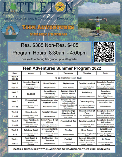 Littleton Parks, Recreation and Community Education: Teen Adventures